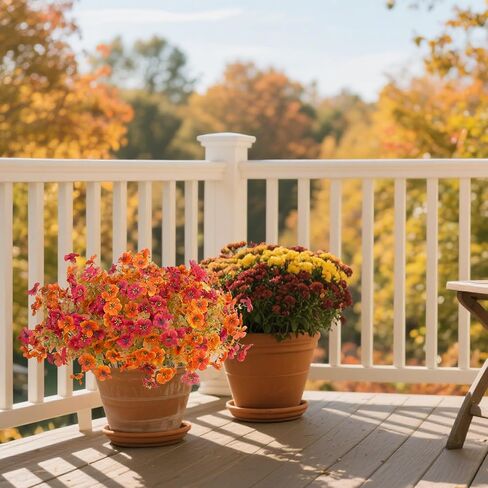 Kingsboomy 12Pcs Artificial Fall Flowers Mums for Outdoors, Faux Plants, Silk Colorful Fake Flowers Eucalyptus Realistic UV Resistant for Outside Home Planter Porch Patio Yard Decor (12, Orange) in Kuwait