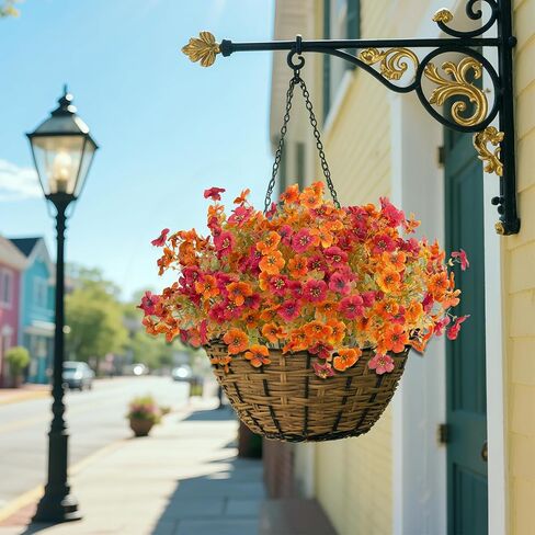 Kingsboomy 12Pcs Artificial Fall Flowers Mums for Outdoors, Faux Plants, Silk Colorful Fake Flowers Eucalyptus Realistic UV Resistant for Outside Home Planter Porch Patio Yard Decor (12, Orange) in Kuwait