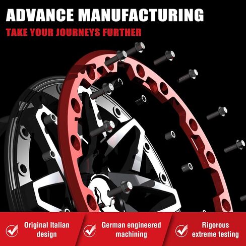 Bullite Wheels BT-06 Berserker UTV ATV Wheel Gunmetal Gray Rims and Red Beadlock 15x7, 4x156 Bolt Pattern, 5+2 Offset, Compatible with Polaris RZR 1000 XP/Ranger XP 900/1000 in Saudi Arabia