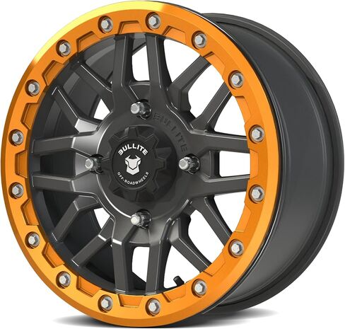 Bullite Wheels BT-06 Berserker UTV ATV Wheel Gunmetal Gray Rims and Red Beadlock 15x7, 4x156 Bolt Pattern, 5+2 Offset, Compatible with Polaris RZR 1000 XP/Ranger XP 900/1000 in Saudi Arabia