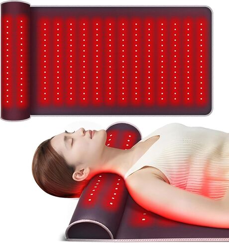 New 19" × 35.8" Red Light Therapy Mat with Neck Support, Full Body Pad for Neck, Shoulder & Back Pain Relief, Dual Wavelength 660nm & 850nm in Saudi Arabia