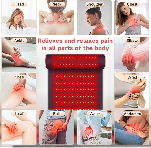 New 19" × 35.8" Red Light Therapy Mat with Neck Support, Full Body Pad for Neck, Shoulder & Back Pain Relief, Dual Wavelength 660nm & 850nm in Saudi Arabia