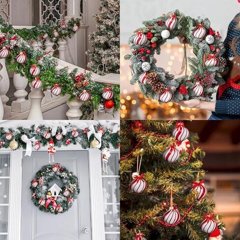 Hoolerry 12 قطعة حلوى النعناع شجرة عيد الميلاد الحلي حلوى النعناع حلوى مخططة حلوى معلقة الحلي زينة شجرة النعناع للديكور الداخلي أو الخارجي لشجرة عيد الميلاد (أحمر) in Kuwait