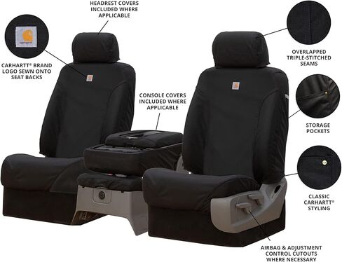 Covercraft Carhartt Super Dux SeatSaver Custom Seat Covers | SSC3456COBK | 1st Row 40/20/40 Bench Seat | Compatible with Select Chevrolet Silverado/GMC Sierra 1500/2500/3500 Models | Black in Saudi Arabia