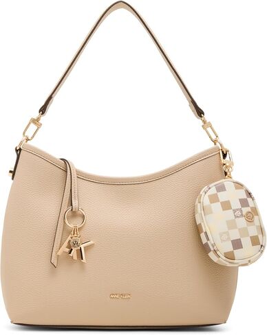 Anne Klein Womens Graphic Tile Lion Logo Small Hobo, Sesame in Saudi Arabia