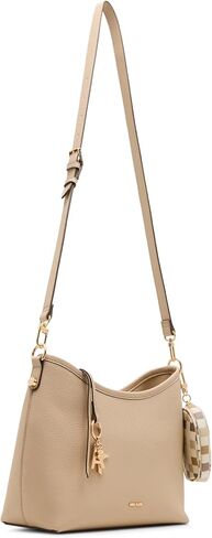 Anne Klein Womens Graphic Tile Lion Logo Small Hobo, Sesame in Saudi Arabia