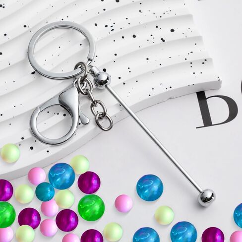 24 Pcs Silver Beadable Keychain Bars Bulk - Metal Blank Keychain Strips for DIY Crafts, Jewelry Making & Bracelet Accessories, Ideal Gifts for Women & Men in Saudi Arabia