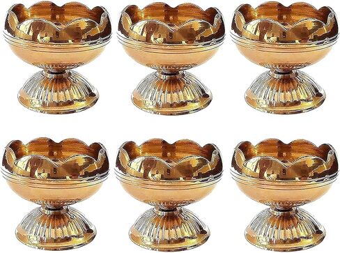 Craftsman Pure Virgin Brass Diwali Puja Jyoti Diya Indian Pooja Oil Lamp Dia Deepawali Diya/Oil Lamp/Candle Tea Light Holder/Diwali Decoration. Indian Gift Items (Pack of 2) in Saudi Arabia