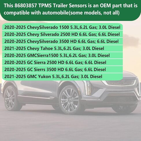 4 قطع TPMS أجهزة استشعار ضغط الإطارات لمقطورة 2019-2025 جي إم سي شيفروليه كاديلاك سييرا سيلفرادو سوبربان تاهو يوكون، يستبدل 13545366، 86803857، 84338125، 85110397، أجهزة استشعار مراقبة ضغط الإطارات in Saudi Arabia