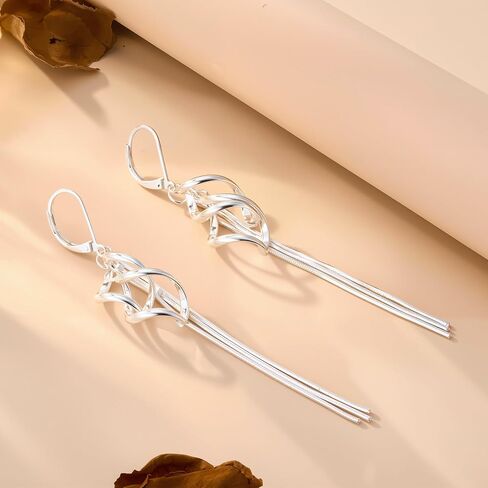 أقراط متدلية من الفضة الاسترليني لا تسبب الحساسية أقراط شرابة طويلة للنساء ليفرباك حلزوني تويست شرابة قرط متدلي طويل أقراط متدلية من الذهب عيار 14 قيراط هدايا مجوهرات عصرية in Saudi Arabia