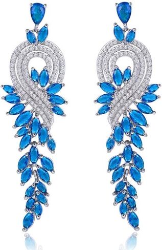 Luxurious 14K Gold & Crystal Drop Earrings for Women, Tassel Design Long Dangle Earrings with Moissanite Accents, High Fashion Jewelry, Ideal Gift for Mom, Girlfriend, Wife in Saudi Arabia