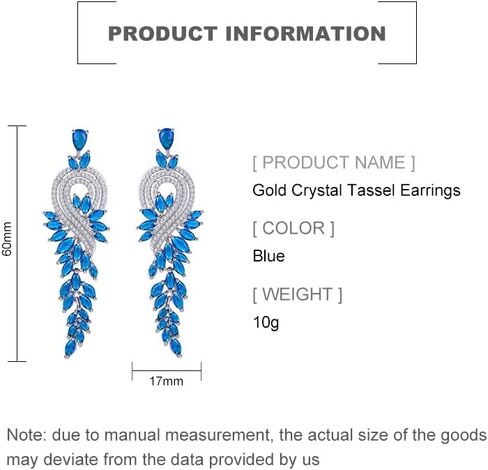 Luxurious 14K Gold & Crystal Drop Earrings for Women, Tassel Design Long Dangle Earrings with Moissanite Accents, High Fashion Jewelry, Ideal Gift for Mom, Girlfriend, Wife in Saudi Arabia