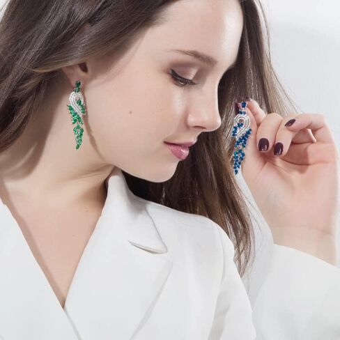 Luxurious 14K Gold & Crystal Drop Earrings for Women, Tassel Design Long Dangle Earrings with Moissanite Accents, High Fashion Jewelry, Ideal Gift for Mom, Girlfriend, Wife in Saudi Arabia