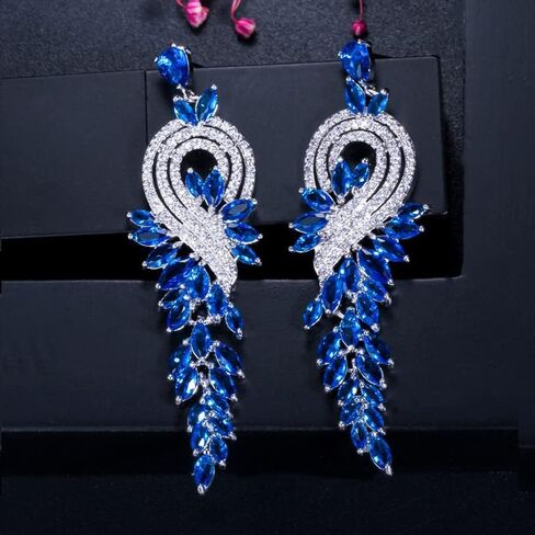 Luxurious 14K Gold & Crystal Drop Earrings for Women, Tassel Design Long Dangle Earrings with Moissanite Accents, High Fashion Jewelry, Ideal Gift for Mom, Girlfriend, Wife in Saudi Arabia
