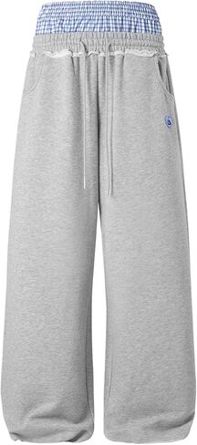 Aelfric Eden Baggy Wide Leg Sweatpants for Women Men Double Waist Camo Elastic Waisted Lounge Pants with Pockets in Kuwait