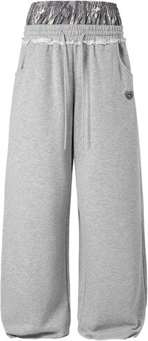 Aelfric Eden Baggy Wide Leg Sweatpants for Women Men Double Waist Camo Elastic Waisted Lounge Pants with Pockets in Kuwait