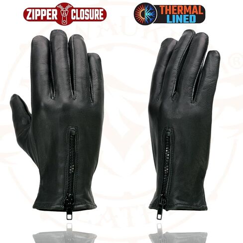 Milwaukee Leather SH226TH Men's Black Thermal Lined Leather Motorcycle Hand Gloves W/Wrist Zipper Closure in Saudi Arabia
