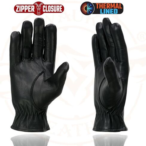 Milwaukee Leather SH226TH Men's Black Thermal Lined Leather Motorcycle Hand Gloves W/Wrist Zipper Closure in Saudi Arabia