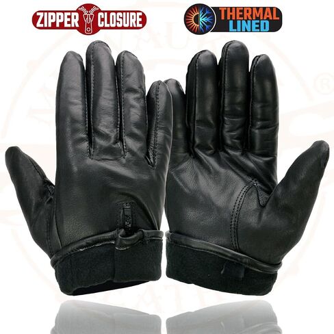Milwaukee Leather SH226TH Men's Black Thermal Lined Leather Motorcycle Hand Gloves W/Wrist Zipper Closure in Saudi Arabia