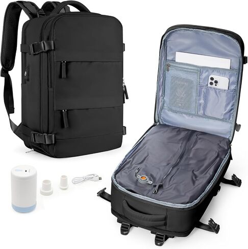 wepadre فراغ حقيبة الظهر السفر مع مضخة حقيبة السفر مع نظام فراغ سهلة Vac Pack حقائب الظهر Vacpack حقائب ضغط الظهر Mochila de Viaje Compresion al Vacio الأسود in Kuwait