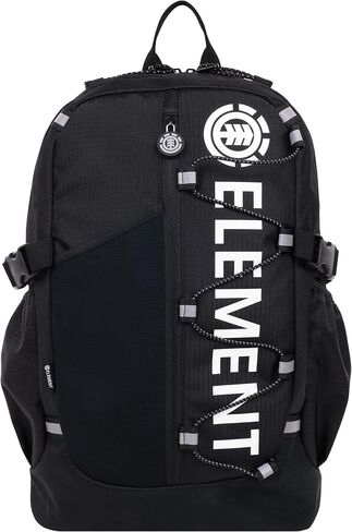 Element Backpack, Vertical Logo Skate Pack, Multi-Compartment Storage, Reflective Bungee Cord, Black in Saudi Arabia