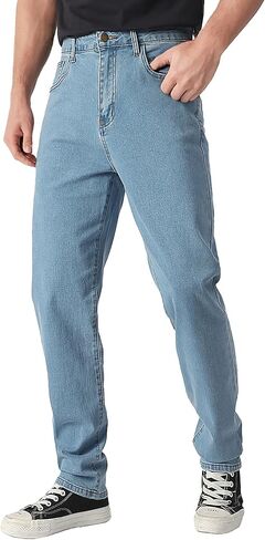 Men's Classic Straight Stretch Jean Relaxed Fit Comfort Flex Waist Jeans Breathable Denim Pants in Saudi Arabia