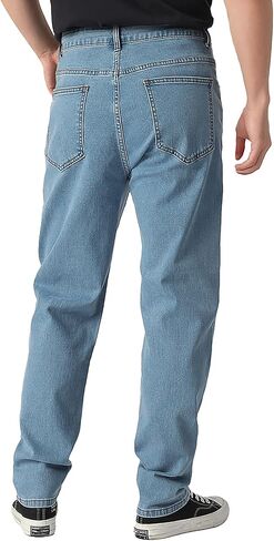 Men's Classic Straight Stretch Jean Relaxed Fit Comfort Flex Waist Jeans Breathable Denim Pants in Saudi Arabia