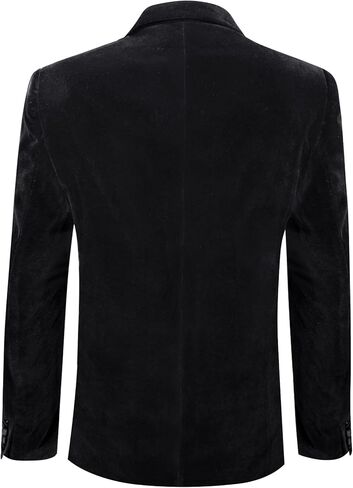 Barry.Wang Velvet Mens Blazer Peaked Lapel Sport Coat Brooch Slim Fit Tuxedo One Button Suit Jacket Wedding Dinner in Kuwait