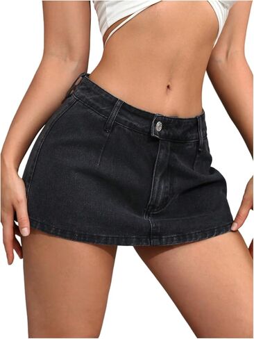 Floerns Women's Y2k Denim Mini Skirt Low Waist Jean Skirt with Underneath in Saudi Arabia