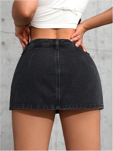 Floerns Women's Y2k Denim Mini Skirt Low Waist Jean Skirt with Underneath in Saudi Arabia