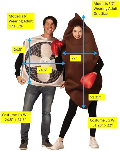 أزياء الراستا إمبوستا المضحكة الجديدة للهالوين، مجموعة أزياء Sh!t Hits the Fan Couples، للنساء والرجال، مقاس واحد للبالغين in Kuwait