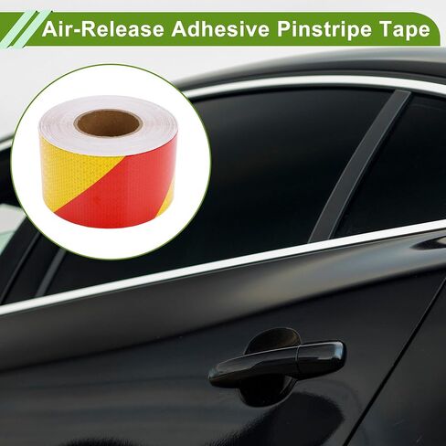 Universal 32.81ft x 3.94" Air-Release Adhesive Pinstripe Tape Automotive Pinstriping Tape PVC Red,Yellow in Kuwait