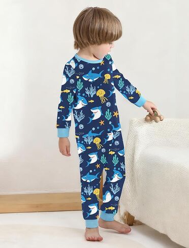 Mikrdoo طقم بيجامات للأطفال الصغار مكون من قطعتين من Pjs ناعم وقابل للتمدد بأكمام طويلة وبلوزة وسراويل مقاس 12 شهرًا - 7 سنوات in Kuwait