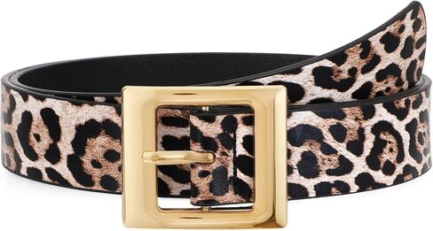 WHIPPY Women Fashion Leather Belt for Jeans Pants Dress Ladies Black Belts with Square Gold Buckle in Saudi Arabia