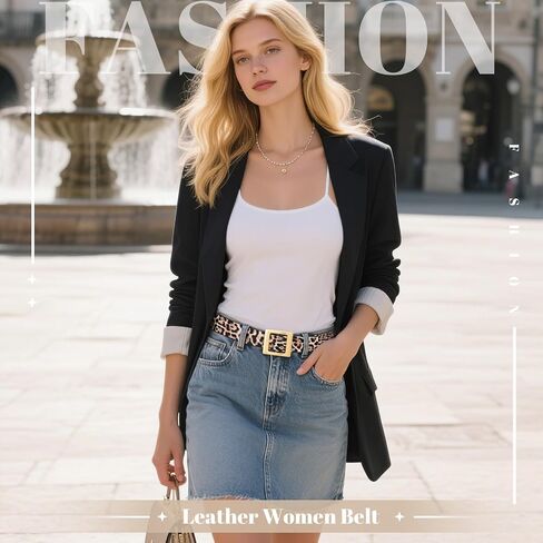 WHIPPY Women Fashion Leather Belt for Jeans Pants Dress Ladies Black Belts with Square Gold Buckle in Saudi Arabia