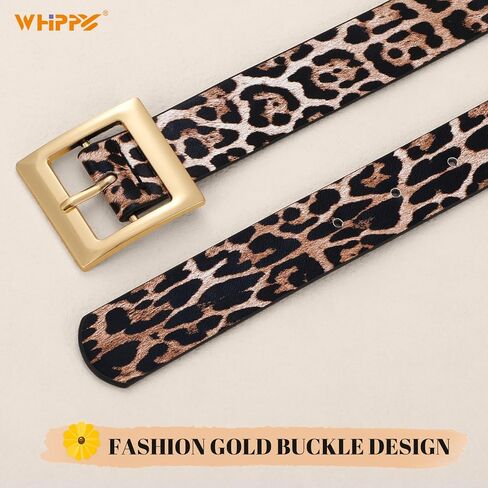 WHIPPY Women Fashion Leather Belt for Jeans Pants Dress Ladies Black Belts with Square Gold Buckle in Saudi Arabia
