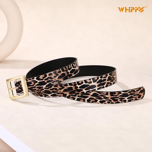 WHIPPY Women Fashion Leather Belt for Jeans Pants Dress Ladies Black Belts with Square Gold Buckle in Saudi Arabia