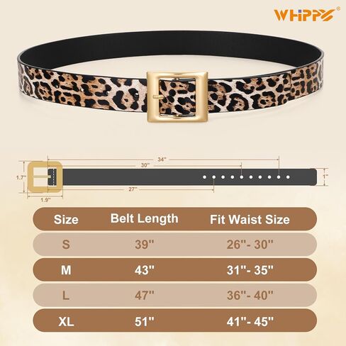 WHIPPY Women Fashion Leather Belt for Jeans Pants Dress Ladies Black Belts with Square Gold Buckle in Saudi Arabia