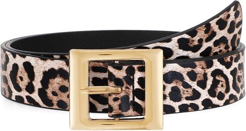WHIPPY Women Fashion Leather Belt for Jeans Pants Dress Ladies Black Belts with Square Gold Buckle in Saudi Arabia