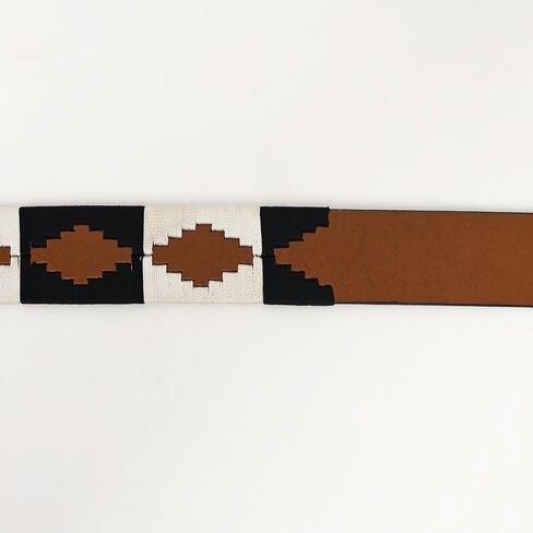 Western Brown Full Grain Genuine Leather Men & Women Belt Embroidered Black and White With Removable Buckle in Saudi Arabia