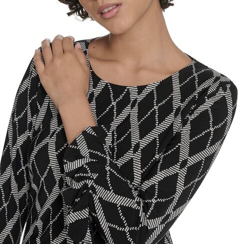 فستان Tommy Hilfiger نسائي 3/4 كم من قماش الجيرسي المطبوع بأكمام 3/4 in Saudi Arabia