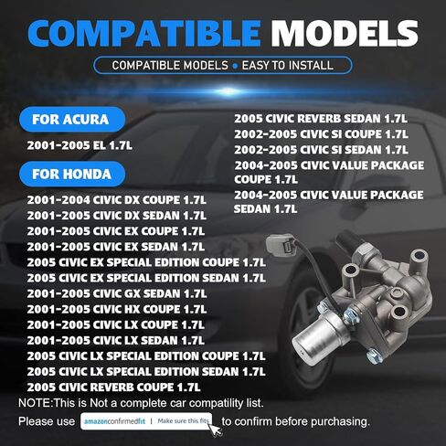 15810-PLR-A01 VTEC صمام الملف اللولبي لـ Acura EL 2001-2005 Honda Civic DX EX GX HX LX Reverb Si قيمة الحزمة 2001-2005 استبدال 916-707 in Saudi Arabia