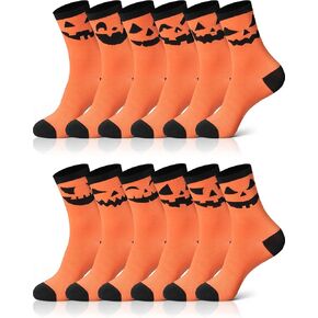 12 Pairs Halloween Socks for Women Men Pumpkin Novelty Crew Socks Gift for Halloween in Kuwait