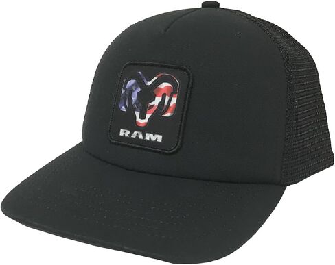 قبعة Ram Truck USA Flag Logo Patch قابلة للتعديل شبكية لسائقي الشاحنات باللون الأسود in Saudi Arabia
