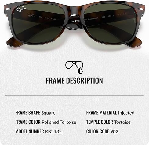 نظارات شمسية Ray-Ban RB2132 NEW WAYFARER CLASSIC مربعة الشكل للرجال والنساء مع مجموعة نظارات RAYBAN الرسمية in Saudi Arabia