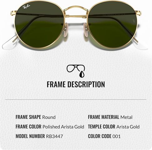 نظارات شمسية راي بان RB3447 معدنية مستديرة الشكل للرجال والنساء مع مجموعة نظارات RAYBAN الرسمية in Kuwait