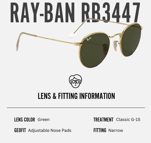 نظارات شمسية راي بان RB3447 معدنية مستديرة الشكل للرجال والنساء مع مجموعة نظارات RAYBAN الرسمية in Kuwait