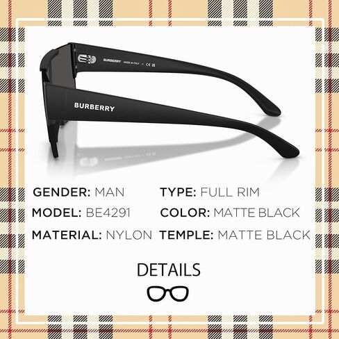 BURBERRY BE4291 Rectangle Shape Nylon Sunglasses with Luxury Eyewear Kit in Saudi Arabia