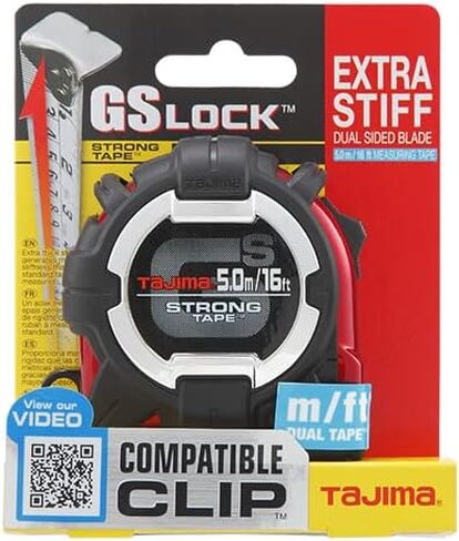 TAJIMA GS-Lock Tape Measure - 16ft x 1in Tape Measure with Compatible Clip & Hook - GS-C16BW in Kuwait