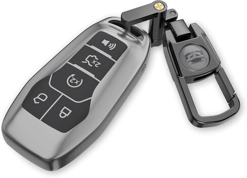 لغطاء Ford Key Fob مع سلسلة مفاتيح. لا توجد حاجة إلى براغي للتركيب. متوافق مع Ford Fusion Mustang F150 Edge Explorer وLincoln MKZ MKC MKX (رمادي مطفأ اللمعة، الموديل 2) in Kuwait
